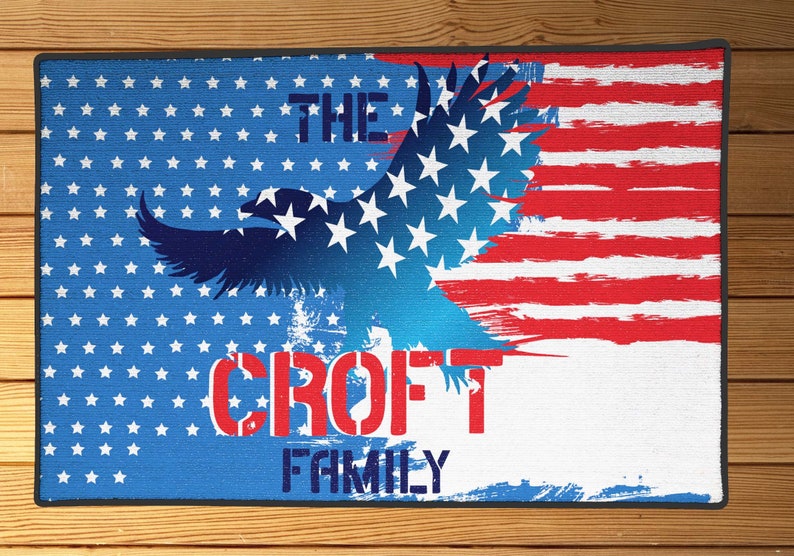 Flag Doormat Personalized Family Name Patriotic Doormat Etsy