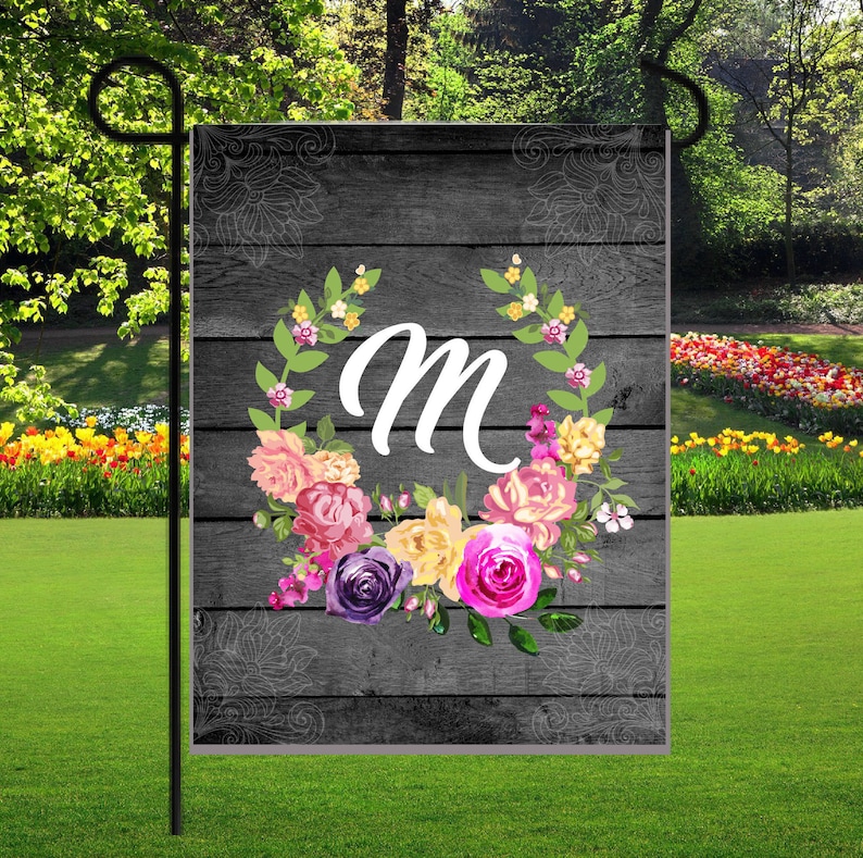 Personalized Garden Flags Family Name Flag Initial Garden Etsy