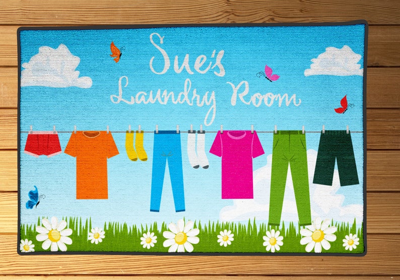 Personalized Laundry Room Doormat Custom Name Doormat Etsy