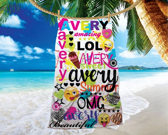Personalized Beach Towel Emoji Name Beach Towel Inspirational Quotes Inspirational Beach Towel Emoji Gifts Emoji Name Towel Bath Emoji