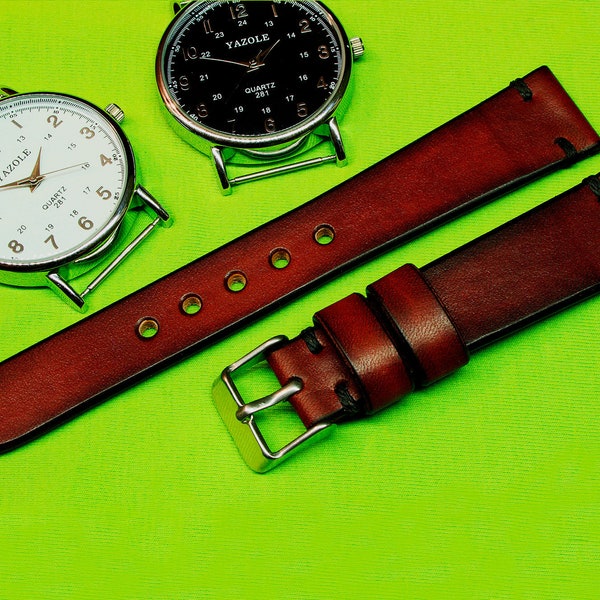 Handmade Watch Strap with Brown Itallian Leather 18mm, 20mm, 24mm, 22mm, Watch Band, watch strap leather, Leather watch strap,090