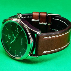 Handmade Leather watch strap with Brown vegetable tanned Leather, Watch Strap, 18mm, 20mm, 22mm, 24mm, 19mm, 21mm, Watch Strap Leather,096