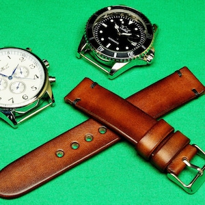 Handmade Watch Strap 18mm, 19mm, 20mm, 21mm, 22mm, 24mm, Watch strap Leather with Whiskey Itallian Leather, Whiskey Leather watch strap,116