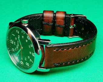 Bracelet de montre en cuir fait main avec cuir marron chromexcel, Bracelet de montre, 18 mm, 20 mm, 22 mm, 21 mm, 19 mm, 24 mm, Bracelet de montre en cuir, 105