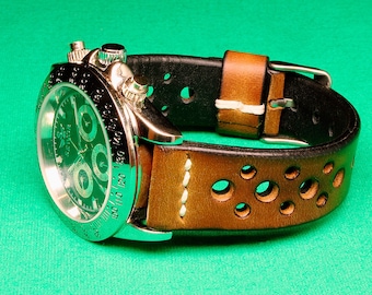 Handmade Rally Watch Strap Distressed Brown Leather: 18mm-24mm, Watch Band, Vintage Style,094