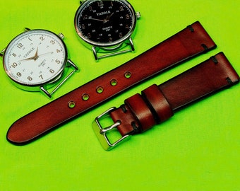 Handmade Watch Strap Brown Itallian Leather: 18mm-24mm, Chromexcel Watch Band, Vegetable Tanned,090