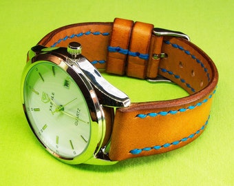 Handmade Leather watch strap with Whiskey vegetable tanned Chromexcel Leather, Watch Strap, 18mm, 20mm, 22mm, 24mm, Watch strap leather, 108