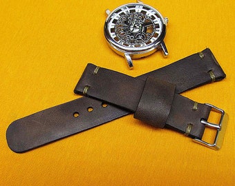 Handmade distressed leather Watch Strap 18mm, 19mm, 20mm, 21mm, 22mm, 24mm, leather watch strap, leather watch band, watch strap leather,014