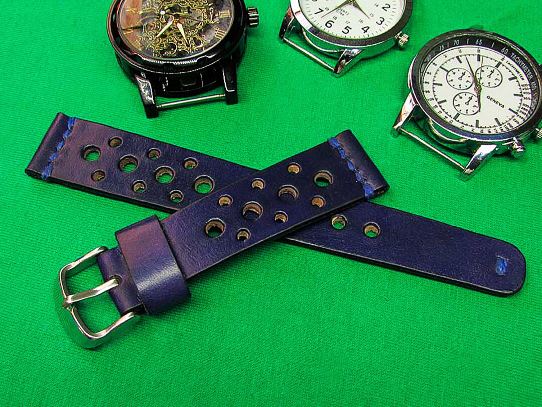 Royal Rally Strap Handmade Rally Watch Strap Blue Royal Chromexcel Leather: 18mm-24mm ...