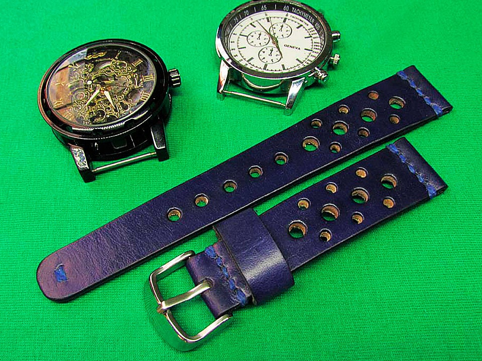 Royal Rally Strap Handmade Rally Watch Strap Blue Royal Chromexcel Leather: 18mm-24mm ...