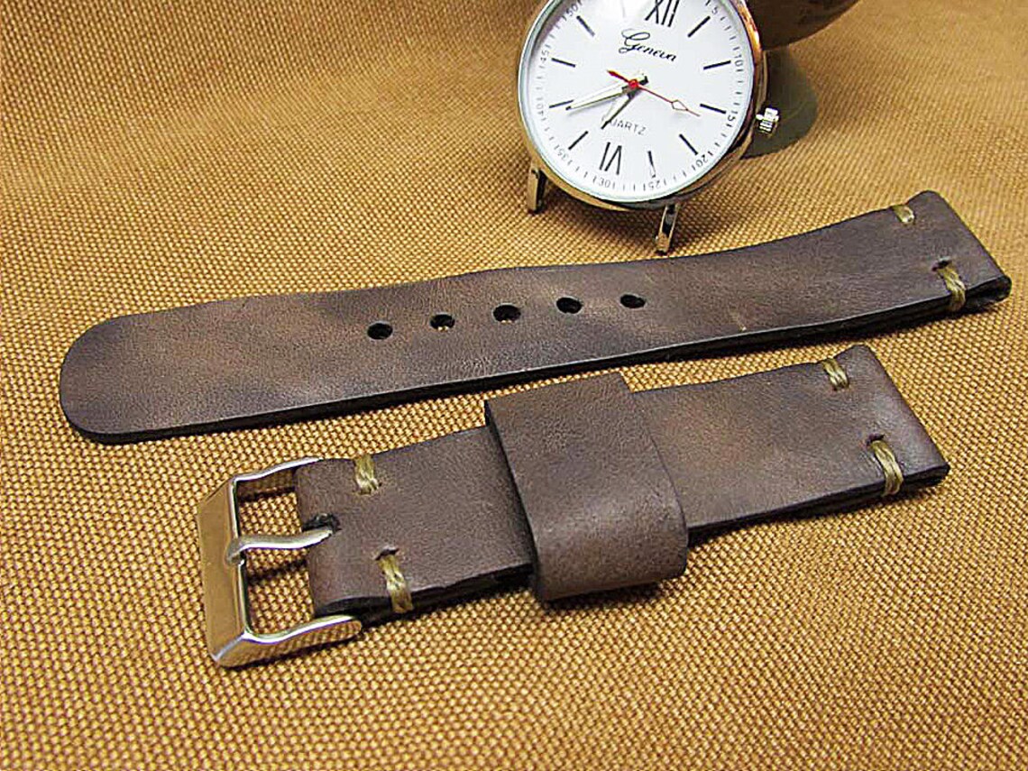 Handmade Distressed Leather Watch Strap 18mm 19mm 20mm Etsy Australia
