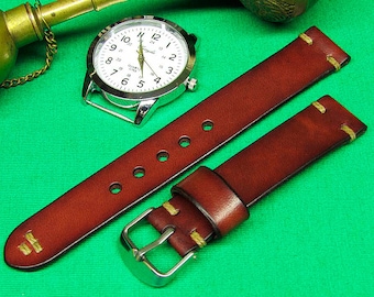 Handmade Leather watch strap with Brown cognac vegetable tanned Chromexcel Leather, Watch Strap, 22mm, 20mm, 18mm, 24mm, watch strap leather