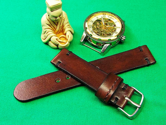 Handmade Watch Strap Brown Chromexcel Leather: 18mm-24mm, Watch Band, Itallian Vegetable Tanned,007