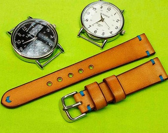 Handmade Watch Strap Foxy Brown Itallian Leather: 18mm-24mm, Watch Band , Chromexcel Vegetable Tanned,006