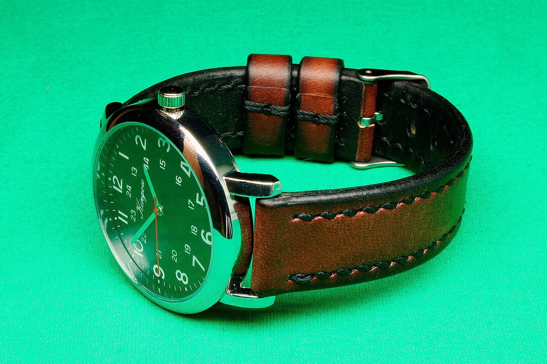 Handmade Leather Watch Strap With Brown Chromexcel Leather, Watch Strap