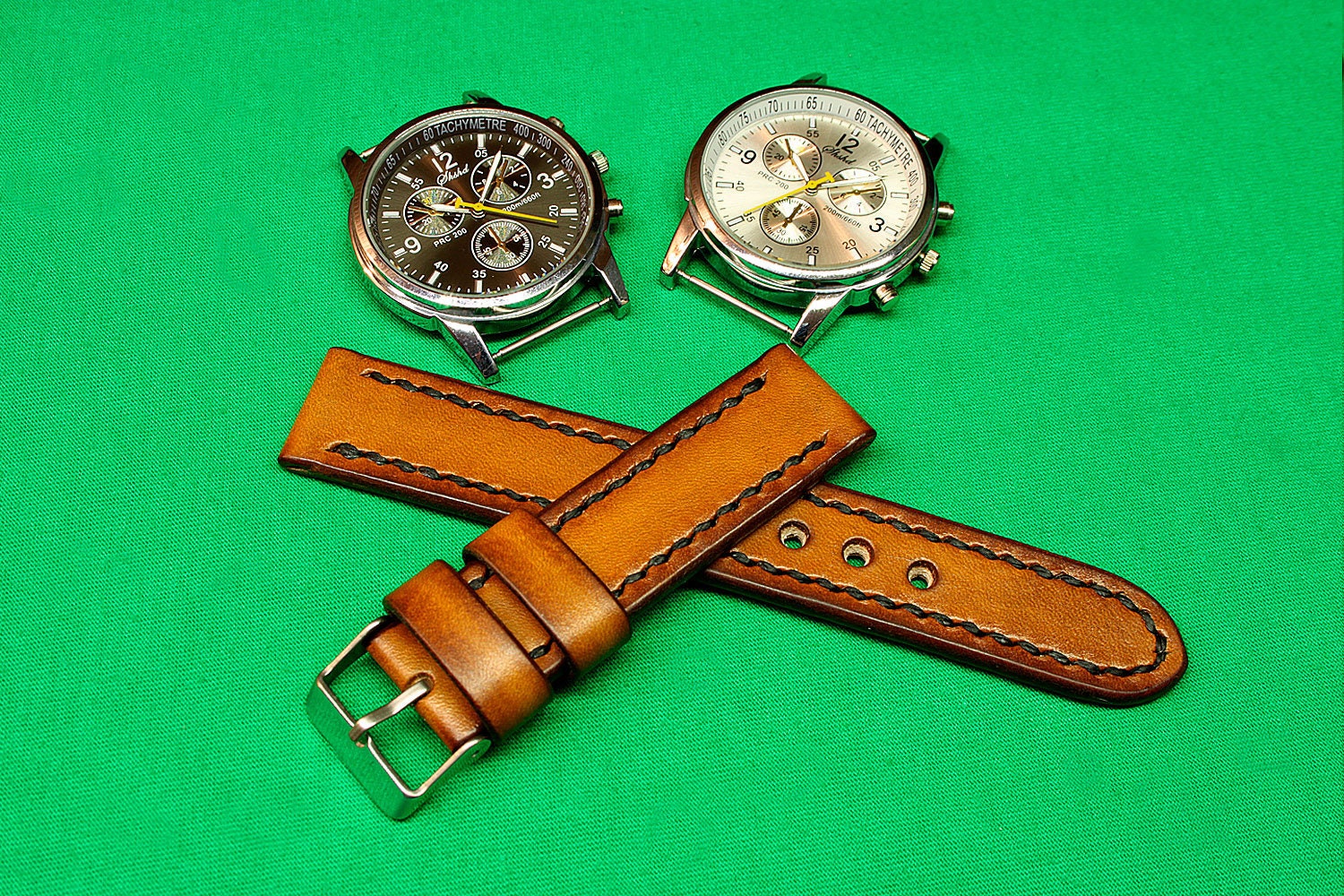 Handmade Leather Watch Strap With Whiskey Vegetable Tanned Etsy