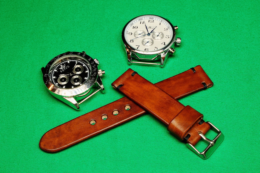 Handmade Tan Italian Leather Watch Strap: 18mm-24mm, Chromexcel Watch ...