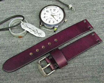 Handmade watch strap, Dark Burgundy Chromexcel Leather Watch Strap 20mm, watch strap leather, 20mm, 18mm, 22mm, 24mm, Leather watch band