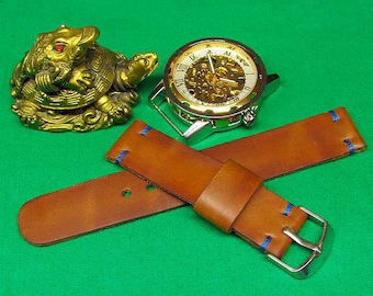 Handmade Watch Strap Horween Dublin Whiskey Leather: 18mm-24mm, Watch Band, Vintage Style,026