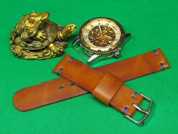 Handmade Watch Strap Horween Dublin Whiskey Leather: 18mm-24mm, Watch Band, Vintage Style,026