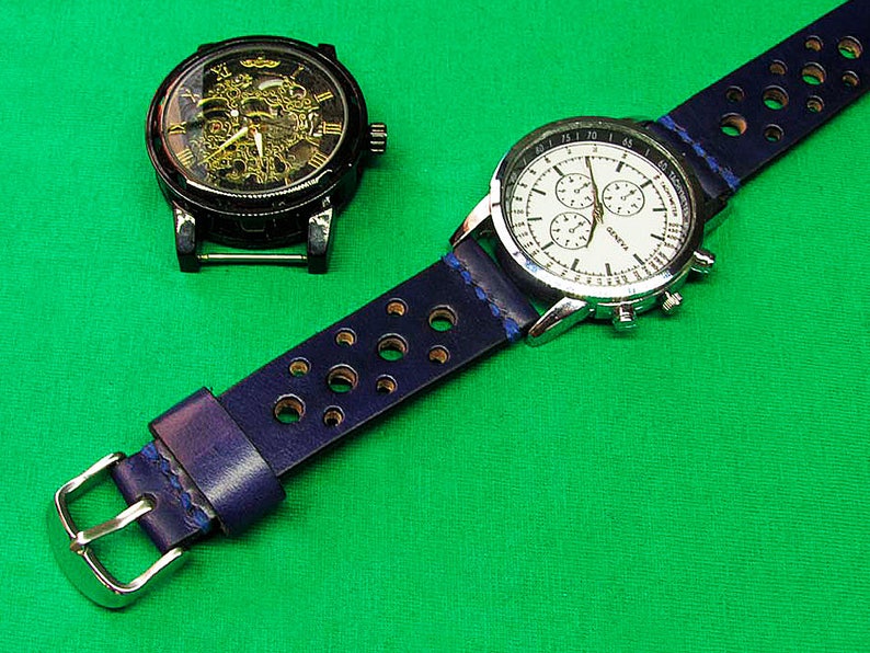Royal Rally Strap Handmade Rally Watch Strap Blue Royal Chromexcel Leather: 18mm-24mm ...