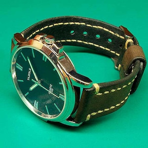 Handmade Problem Brown Leather Watch Strap 20mm, 22mm, 18mm, 24mm, Watch Strap Leather, Leather Watch Band, Leather Watch Strap, 074