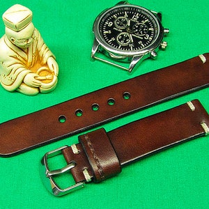Handmade Watch Strap with Brown Chromexcel Leather, Leather watch strap 18mm, 20mm, 22mm, 24mm, watch strap leather, Watch Band ,064