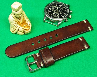 Handmade Watch Strap with Brown Chromexcel Leather, Leather watch strap 18mm, 20mm, 22mm, 24mm, watch strap leather, Watch Band ,064