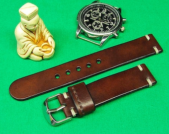 Handmade Watch Strap Brown Chromexcel Leather: 18mm-24mm, Watch Band, Italian Vegetable Tanned,064