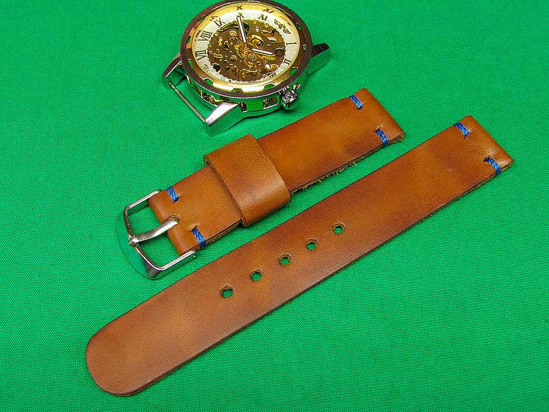 Handmade Watch Strap With Horween Natural Dublin Skin 18mm Etsy