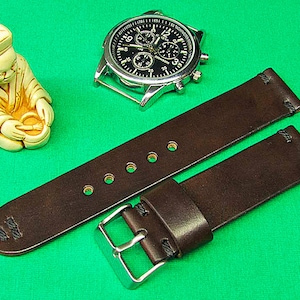 Handmade Dark Brown Itallian Chromexcel leather Watch Strap 18mm, 20mm, 19mm, 21mm, 24mm, 22mm, Watch band leather, Leather watch strap, 019
