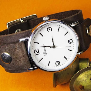Handmade Brown cuff Watch  strap 16mm, 18mm, 20mm, 22mm, 24mm, Watch band, Unisex Watch Strap Leather, Leather Watch Strap, 017