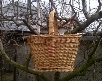 Large Market basket/Vintage Wicker Picnic Basket/Sturdy Basket With Handle/Woven Wicker Basket/ Vintage Style Basket/Handmade basket