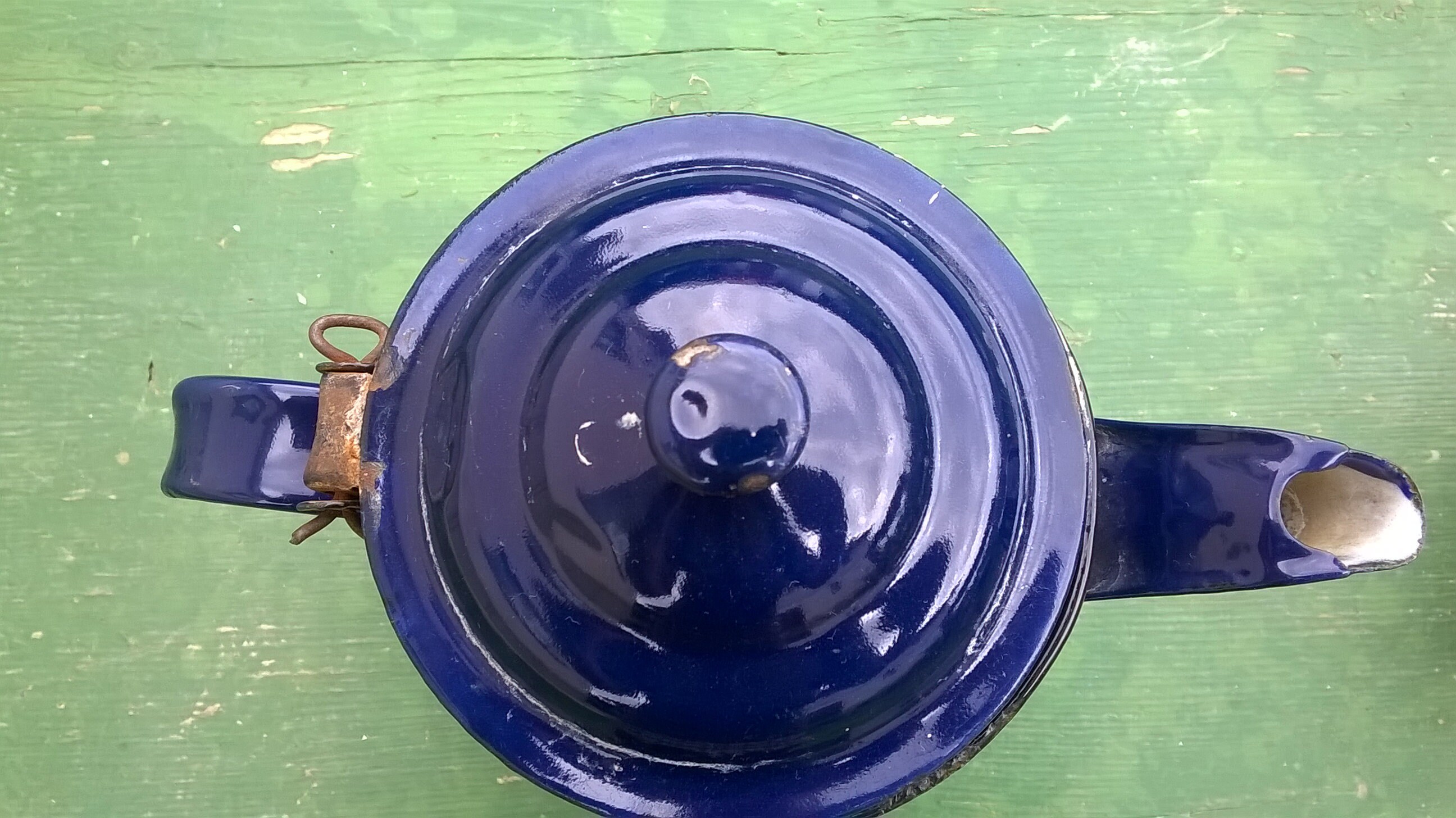 Vintage Enamel Teapot/blue Enamel Kettle Teapot/enamelled Tea Etsy