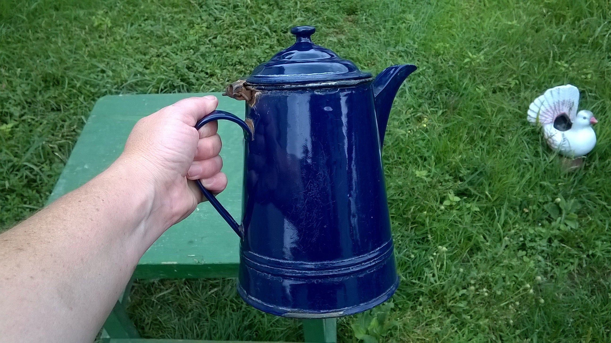 Vintage Enamel Teapot/blue Enamel Kettle Teapot/enamelled Tea Etsy