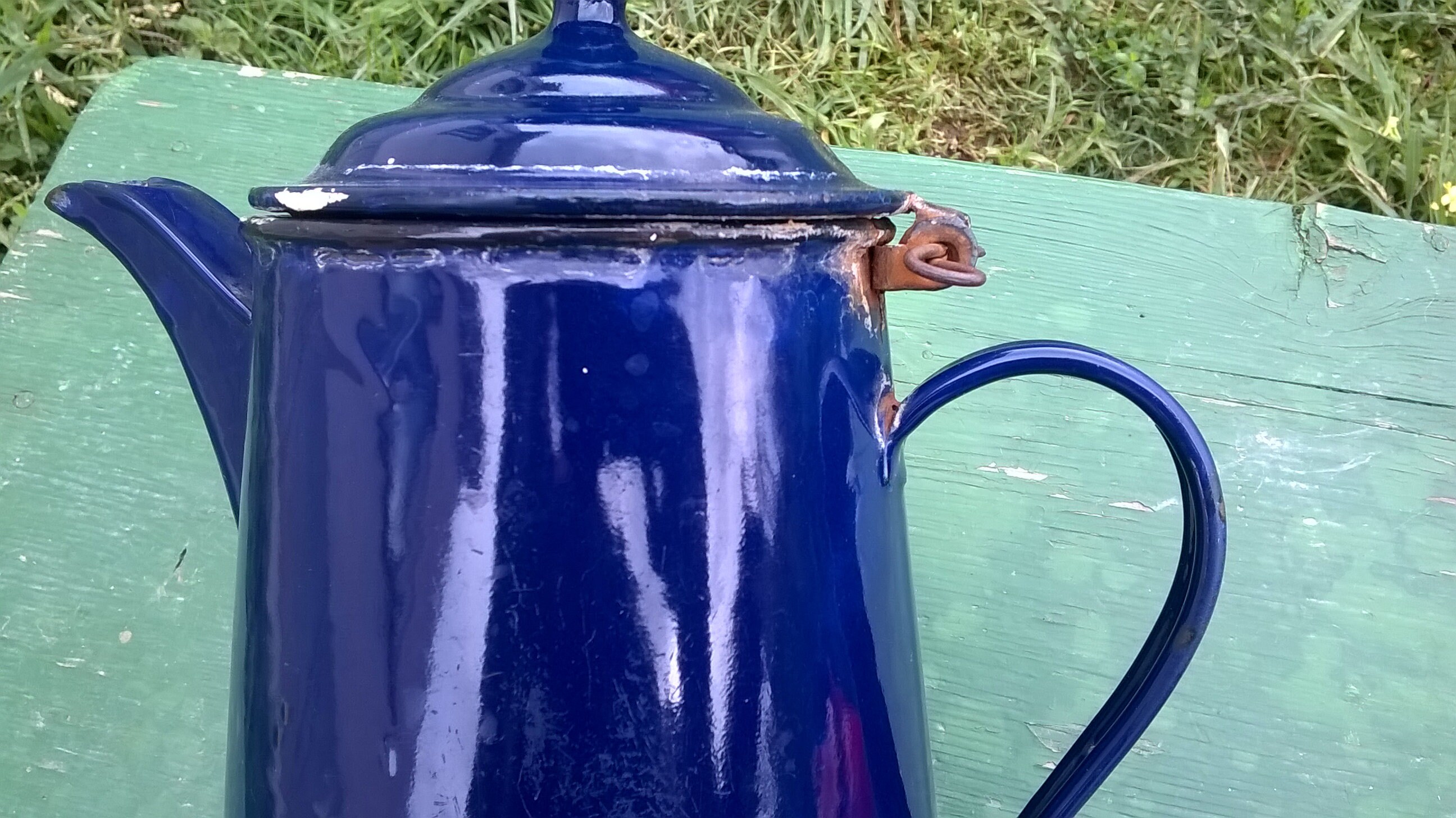 Vintage Enamel Teapot/blue Enamel Kettle Teapot/enamelled Tea Etsy