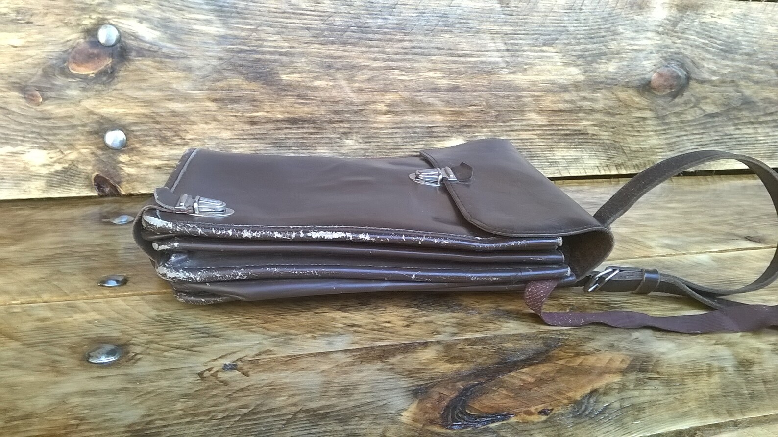 Vintage Train Conductor Leather Bag / Old Shoulder Bag/postman Bag