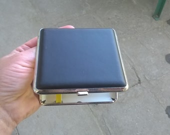 Vintage Black LeatherCigarette Case,Double Sided Cigarette Case,Accessory forSmokers/Box Case Smoke Case Smoking/Gift Idea/BigCard Holder