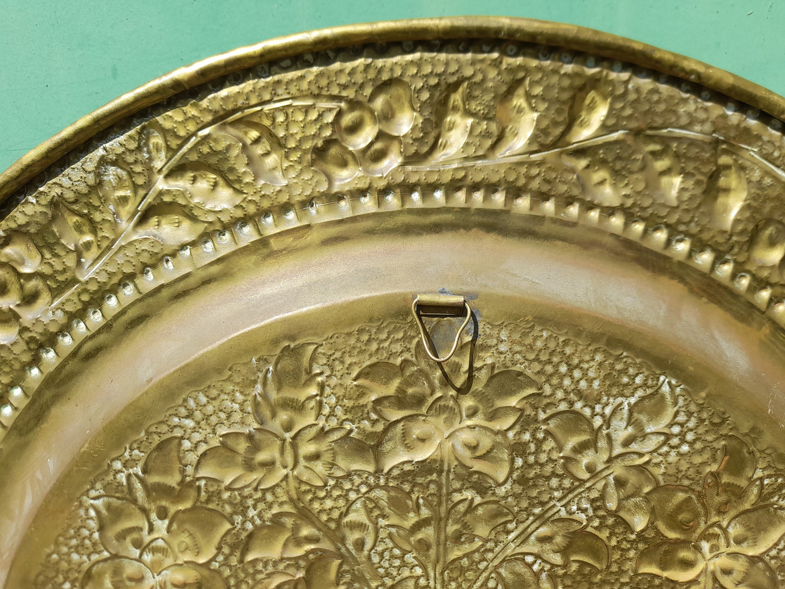 Vintage 23 Inch Brass Tray Table Top Wall Hanging Tray / Hand Etsy