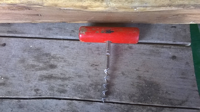 Red wooden barrel corkscrew vintage bottle openervintage corkscrewWine Bottle Opener Wood and Metal