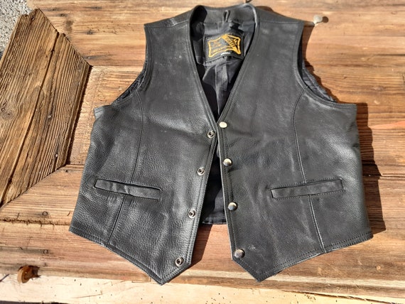 Black genuine leather vest