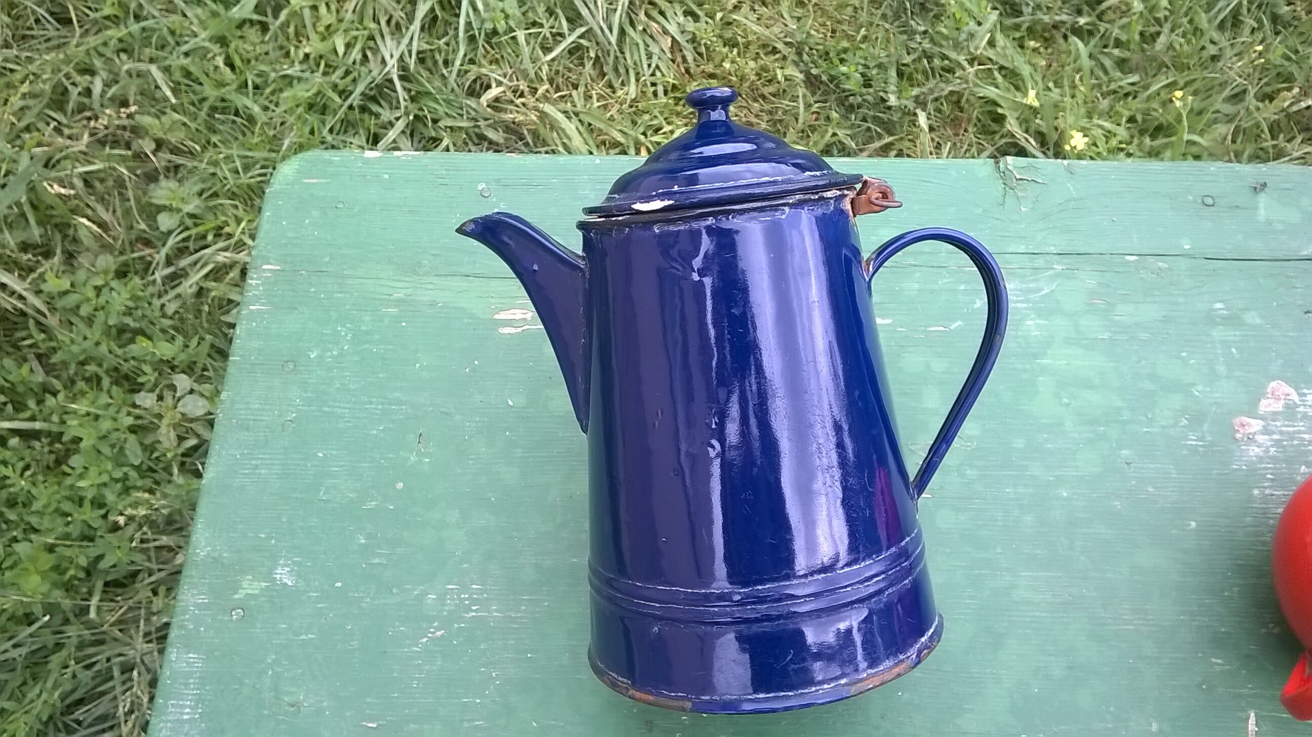 Vintage Enamel Teapot/blue Enamel Kettle Teapot/enamelled Tea Etsy