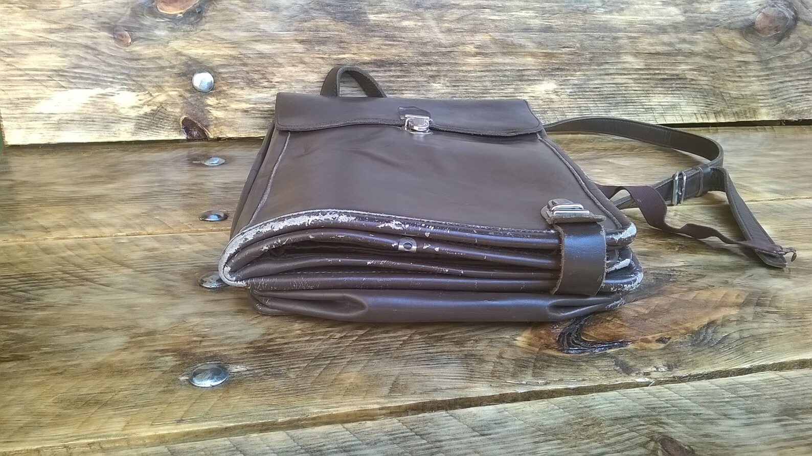 Vintage Train Conductor Leather Bag / Old Shoulder Bag/postman Bag