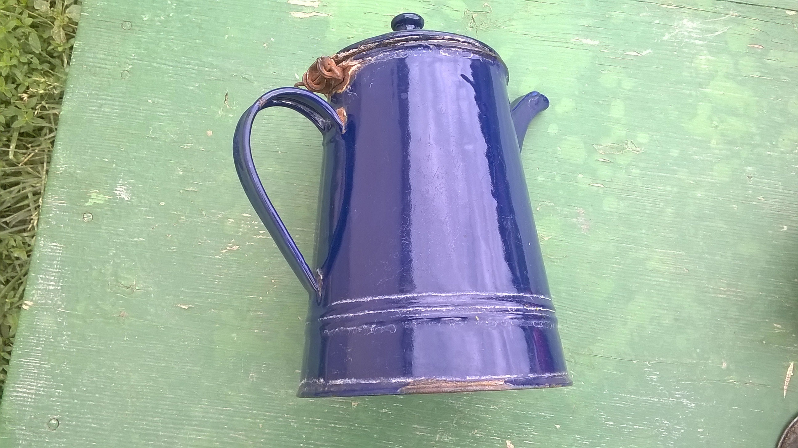Vintage Enamel Teapot/blue Enamel Kettle Teapot/enamelled Tea Etsy