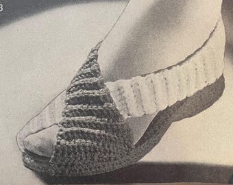 1940s Crochet Shoes Pattern – Vintage Style, Modern US Size 7/8 (Digital Download)