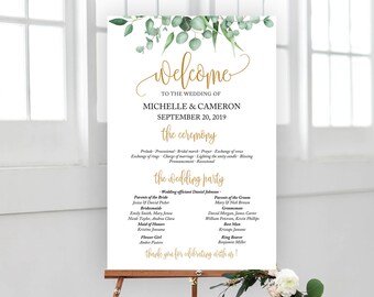 wedding program sign etsy