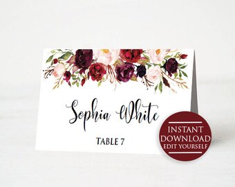 printed wedding place cards floral wedding table place cards etsy wedding table name cards template