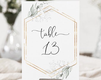 Table numbers, Greenery Table Numbers, Editable Instant Download, Reception Table Numbers, Instant Download