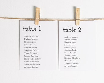 Simple Seating Chart Template, Minimal Wedding Seating Chart Cards, Modern, Minimalist Seating Chart Cards, INSTANT DOWNLOAD /CLASSIC