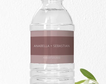 Wedding Water Bottle Label Template, Printable, Personalized Water Bottle, DIY Wedding Label, Editable Digital, Instant Download,  #GLAM